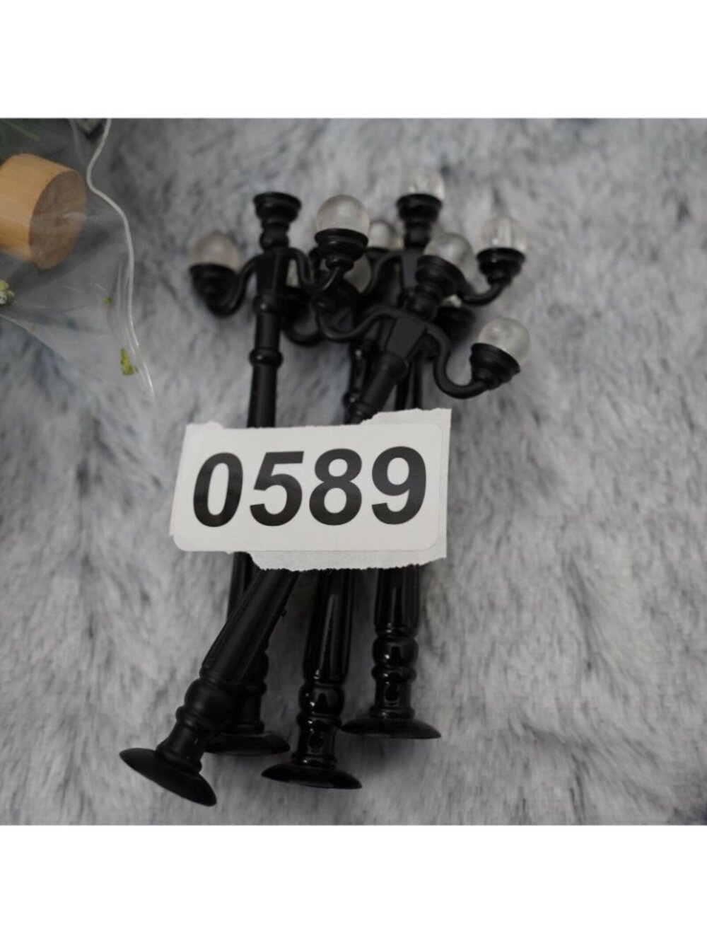 Miniature Street Lamp Posts 5” Lot of 4 Black Globe Lights Christmas Village - Picture 6 of 6